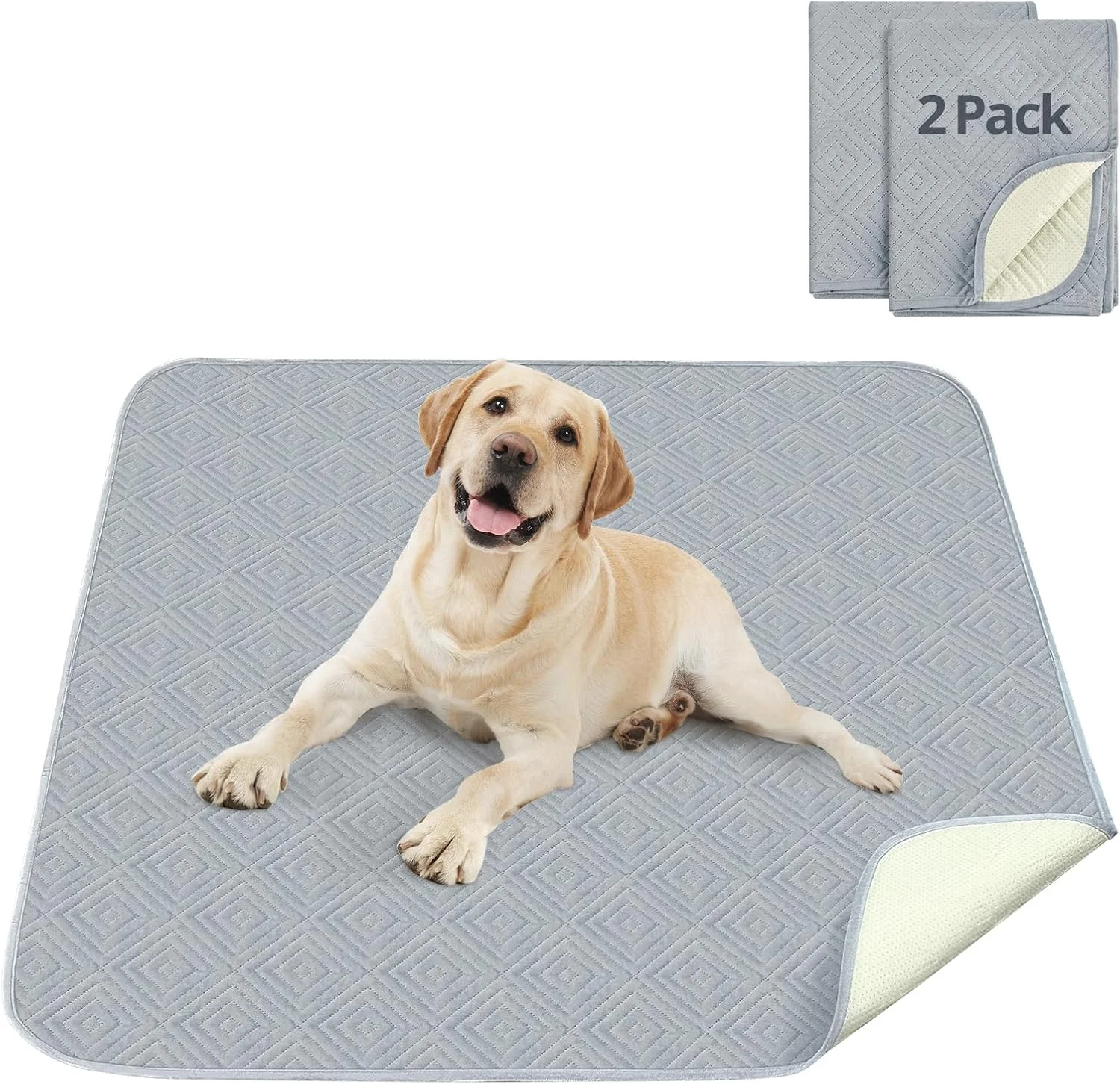 پدهای سگ ضد لغزش با جذب بالا برای آموزش سگ، زایمان، محوطه بازی - محافظت از کف و حیوانات خانگی شما، خاکستری روشن (122 x 122 سانتی متر)