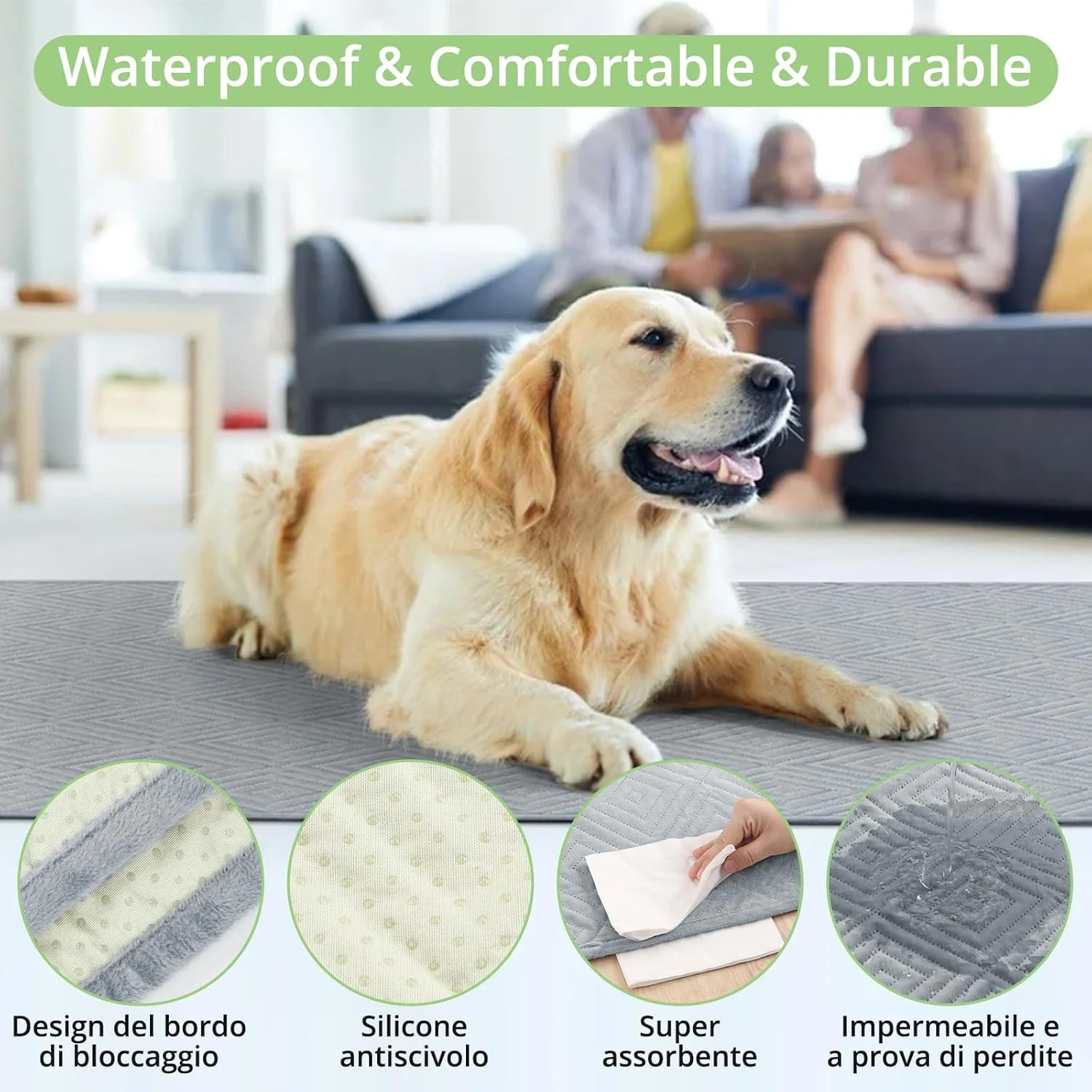 پدهای سگ ضد لغزش با جذب بالا برای آموزش سگ، زایمان، محوطه بازی - محافظت از کف و حیوانات خانگی شما، خاکستری روشن (122 x 122 سانتی متر) پدهای سگ ضد لغزش با جذب بالا برای آموزش سگ، زایمان، محوطه بازی - محافظت از کف و حیوانات خانگی شما، خاکستری روشن (122 x 122 سانتی متر)