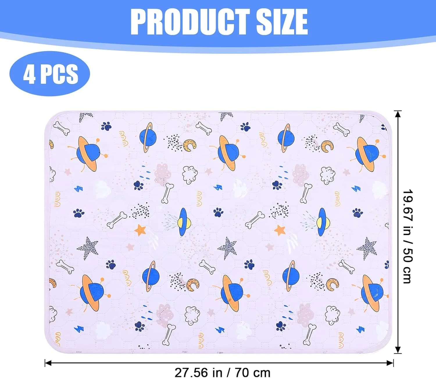 پدهای ادرار شوی سگ Tazweeq، بسته 2 عددی، پدهای بزرگ و بسیار جاذب قابل استفاده مجدد برای توله سگ، پد ادرار ضد آب سگ، پد آموزش حیوانات خانگی برای مبل، جعبه، آموزش توالت (50x70 سانتی متر)