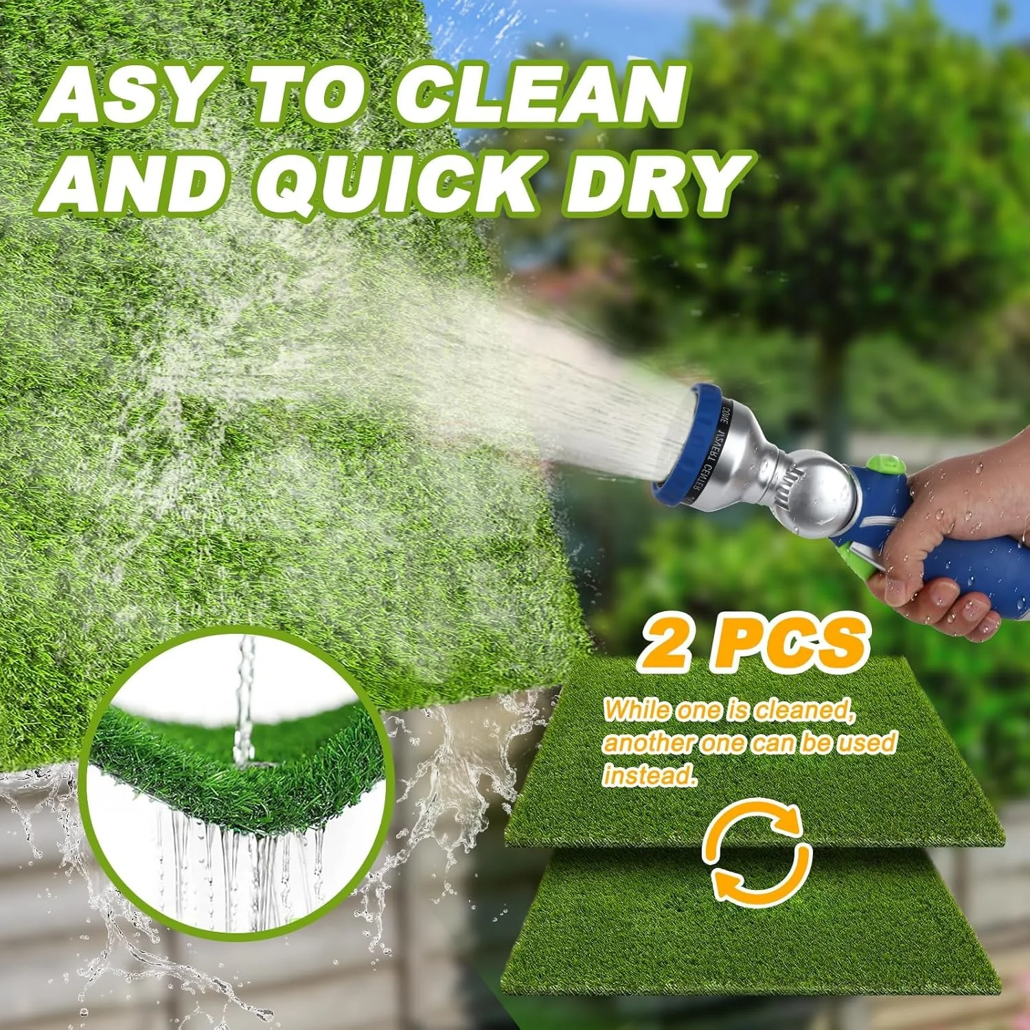 پدهای حیوانات خانگی تزویق، پد چمن سگ، فرش چمن مصنوعی قابل استفاده مجدد، زیرانداز چمن مصنوعی قابل شستشو، پد جایگزین آموزش ادرار در فضای باز و سرپوشیده، سوراخ های زهکشی (2 عدد، 26"x30") پدهای حیوانات خانگی تزویق، پد چمن سگ، فرش چمن مصنوعی قابل استفاده مجدد، زیرانداز چمن مصنوعی قابل شستشو، پد جایگزین آموزش ادرار در فضای باز و سرپوشیده، سوراخ های زهکشی (2 عدد، 26"x30")