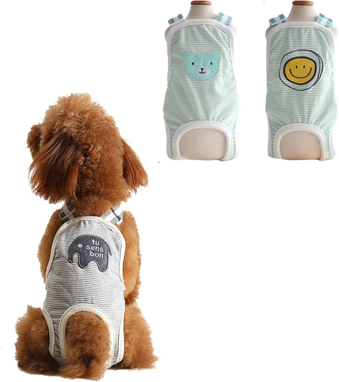 شورت بهداشتی سگ با بند شانه ای، شورت سگ قابل شستشو با توری تنفسی، شکم بند سگ قابل استفاده مجدد برای سگ های ماده تدی یورکشایر