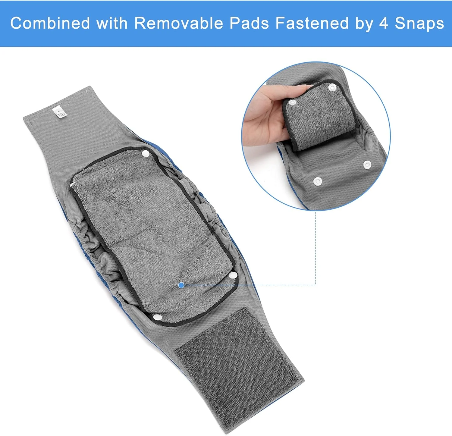 باند شکمی سگ نر Teamoy با پدهای جداشدنی، پوشک سگ توله سگ قابل شستشو و استفاده مجدد (بسته 3 عددی)