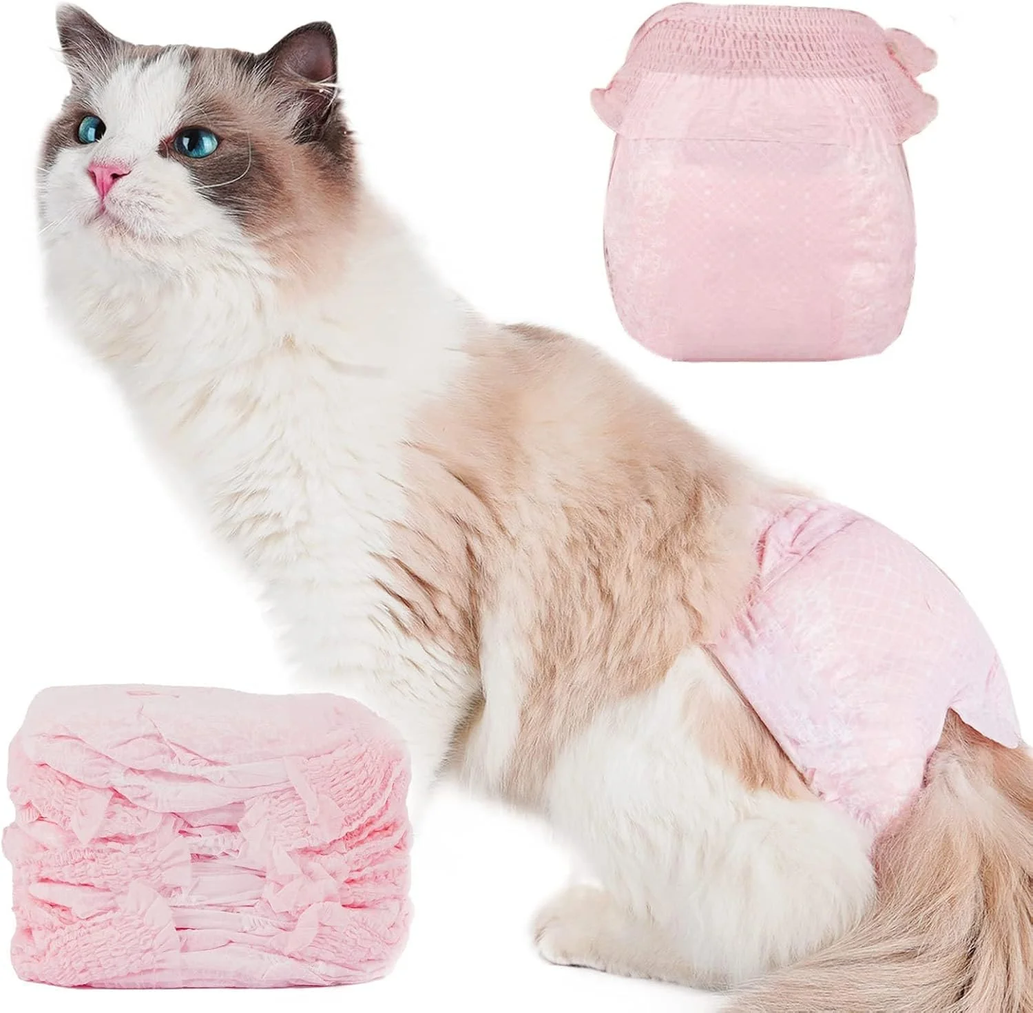 پوشک گربه خزنا، 10 عدد شورت بهداشتی یکبار مصرف حیوانات خانگی، سگ ماده، گربه ماده، پوشک کششی فوق العاده، صورتی، M