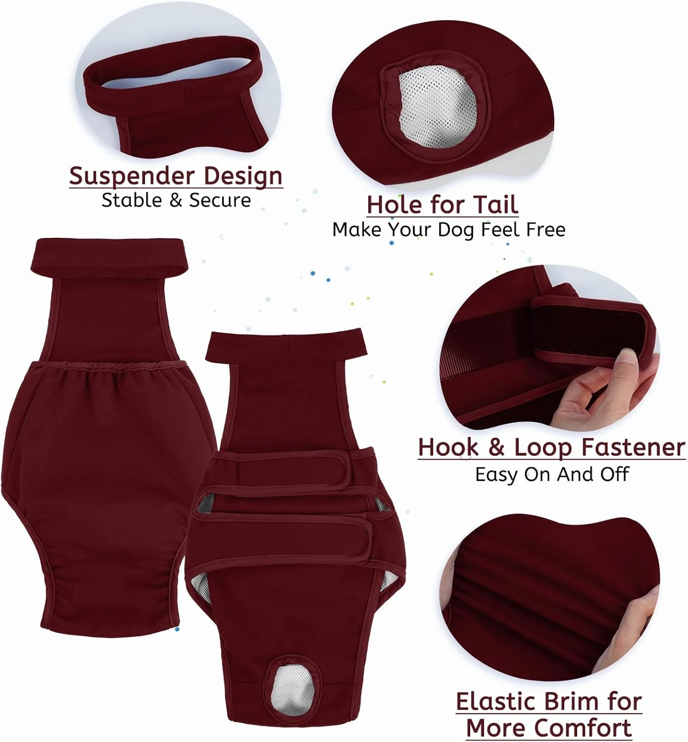 شورت بهداشتی سگ Leletail، قابل شستشو و استفاده مجدد، با بند قابل تنظیم، شورت سگ ضد آزار و اذیت، مناسب برای بی اختیاری، دوران قاعدگی یا سگ های مسن (XS-XL)