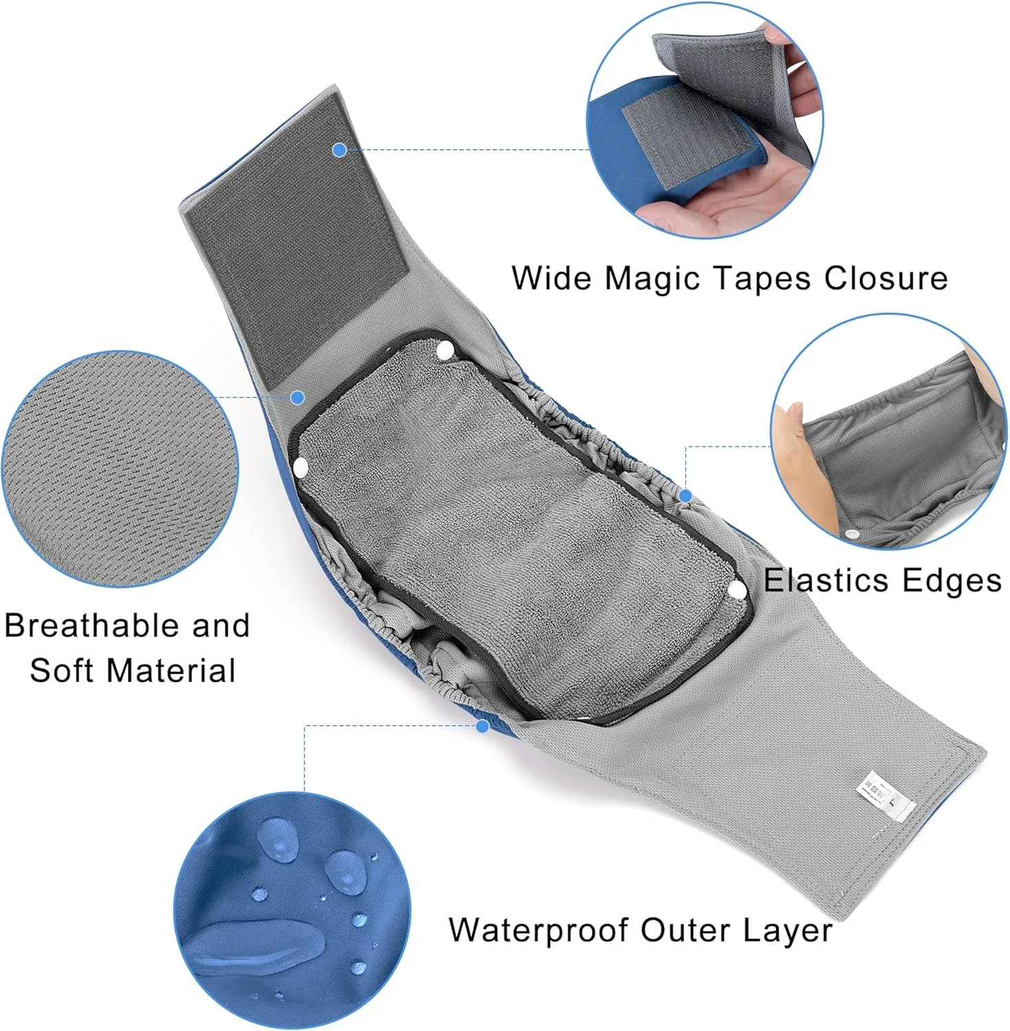 باند شکمی سگ نر Teamoy با پدهای جداشدنی، پوشک سگ توله سگ قابل شستشو و استفاده مجدد (بسته 3 عددی)