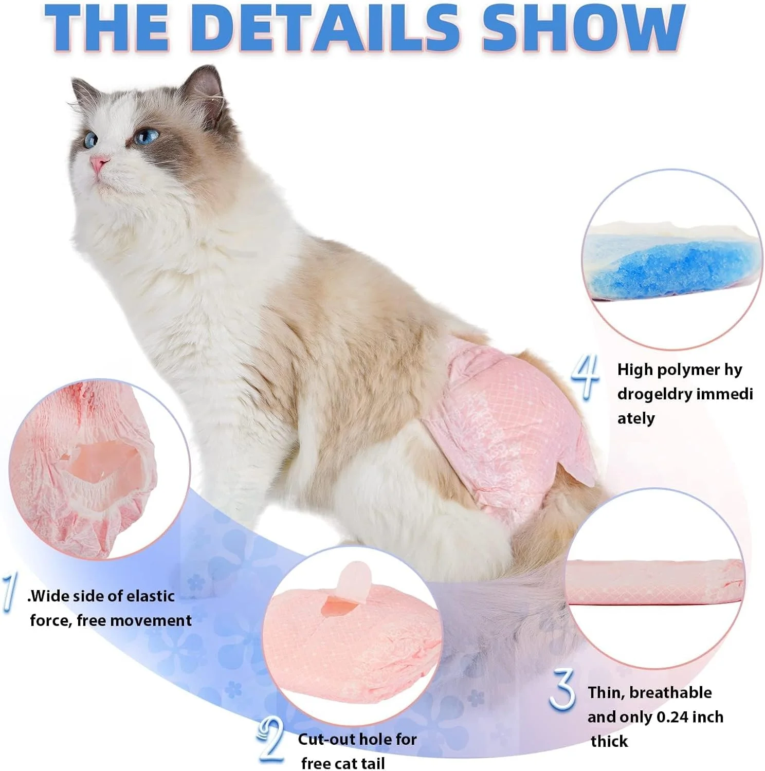 پوشک گربه خزنا، 10 عدد شورت بهداشتی یکبار مصرف حیوانات خانگی، سگ ماده، گربه ماده، پوشک کششی فوق العاده، صورتی، M