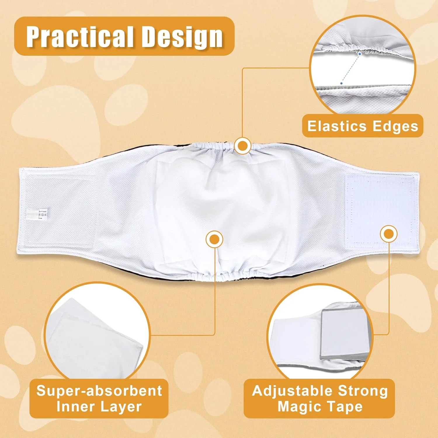 پوشک های قابل استفاده مجدد سگ نر Teamoy، شکم بند توله سگ قابل شستشو بسته 3 عددی (M، دور کمر 33-40 سانتی متر، مشکی+ خاکستری+ آبی دریاچه ای)