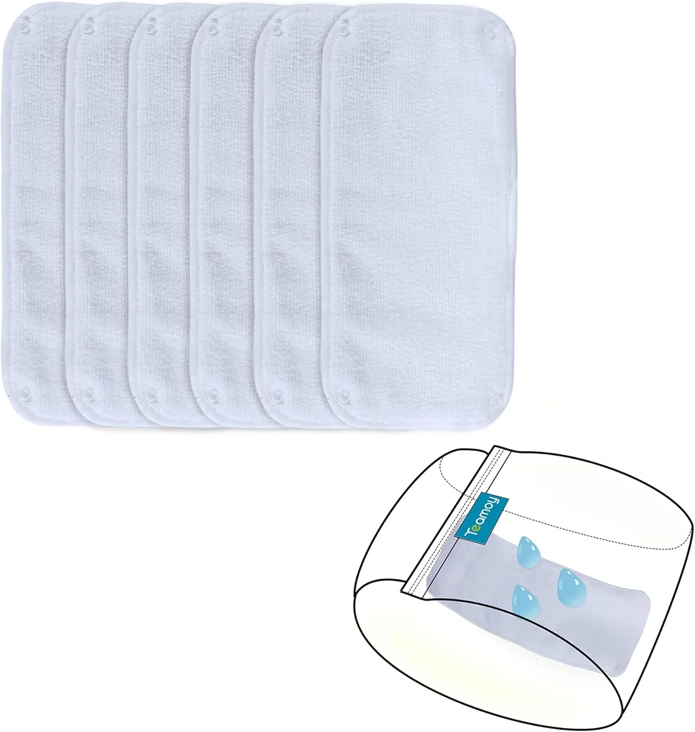 پدهای پوشکی سگ نر Teamoy، پدهای آستر کمربند شکمی سگ قابل استفاده مجدد (بسته 6 عددی) L1 سفید CATY09404