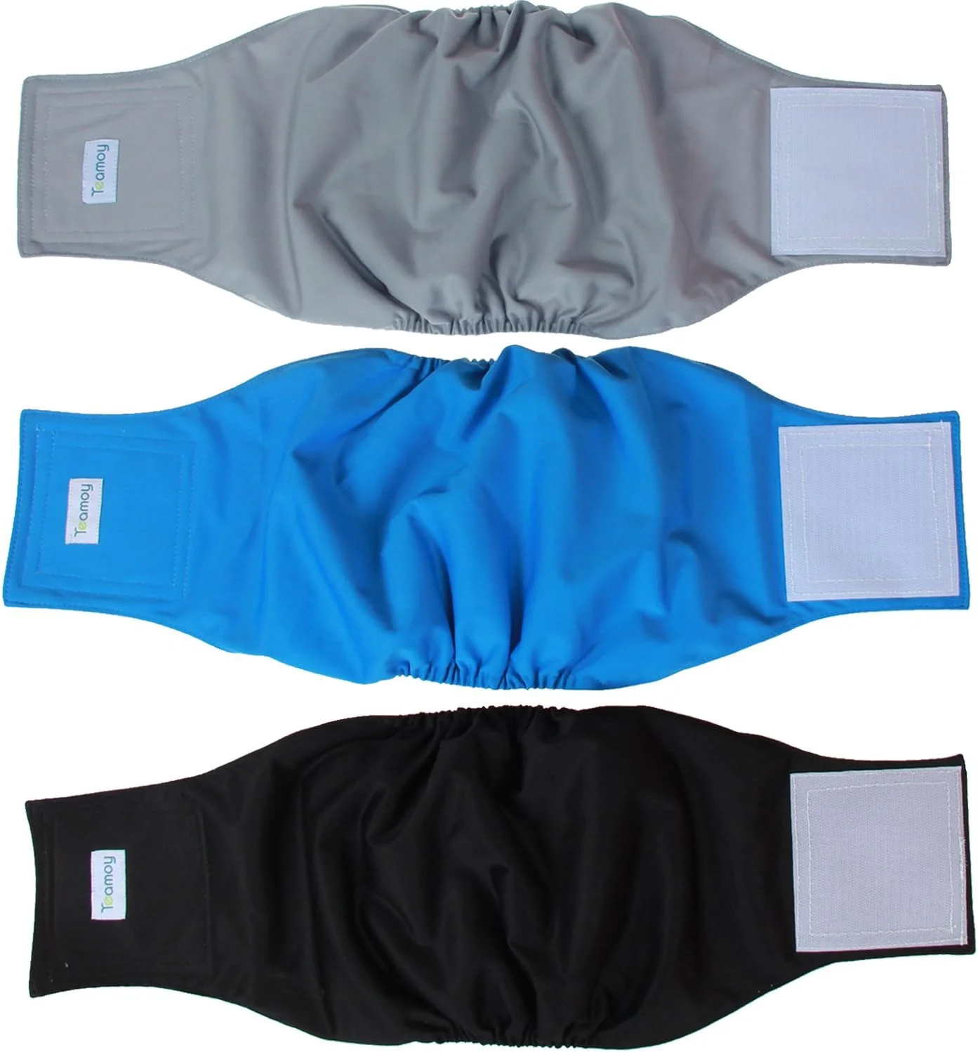 پوشک سگ Teamoy، پوشک سگ، پوشک های قابل استفاده مجدد برای سگ های نر، شکم بند توله سگ قابل شستشو سایز XL (دور کمر 63.5-73.6 سانتی متر) مشکی+ خاکستری+ آبی دریاچه ای CATY00601