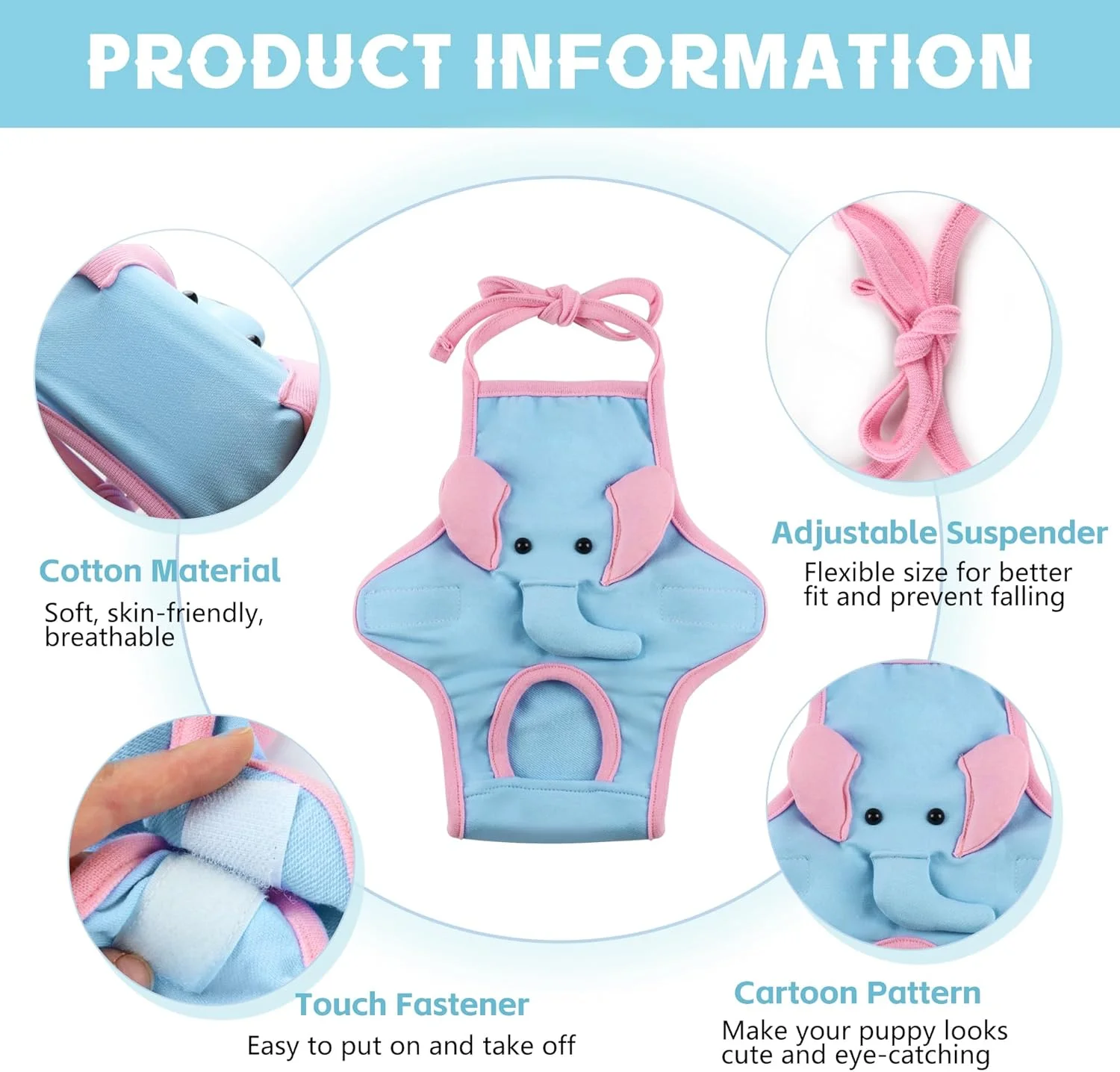 شورت بهداشتی سگ با بند قابل تنظیم، شورت بهداشتی سگ قابل شستشو، لباس زیر سگ ضد فرار، لباس سرهمی سگ زیبا برای نژادهای کورگی، بولداگ و پیتبول