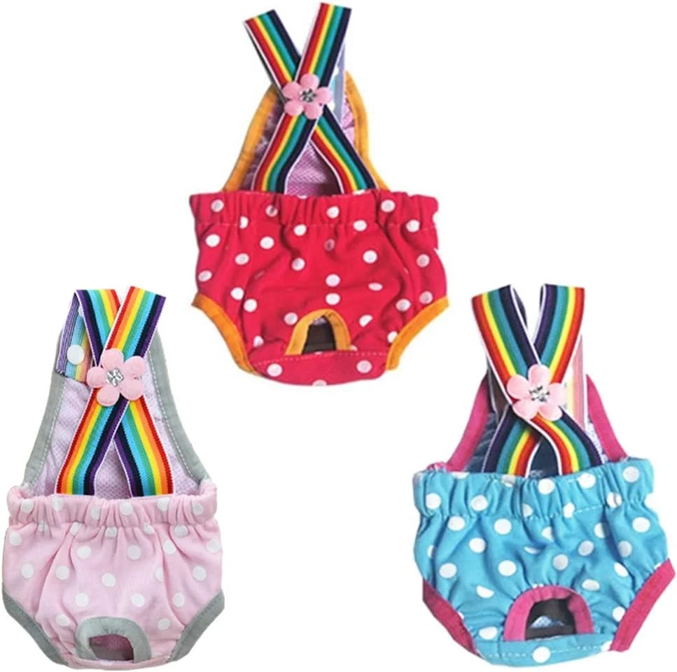 لوازم سگ، پوشک سگ، شورت بهداشتی سگ ماده، شلوار فصلی بهداشتی، پارچه دوره قاعدگی قابل شستشو، زیر شلواری تنفسی سایز M، 3 عدد