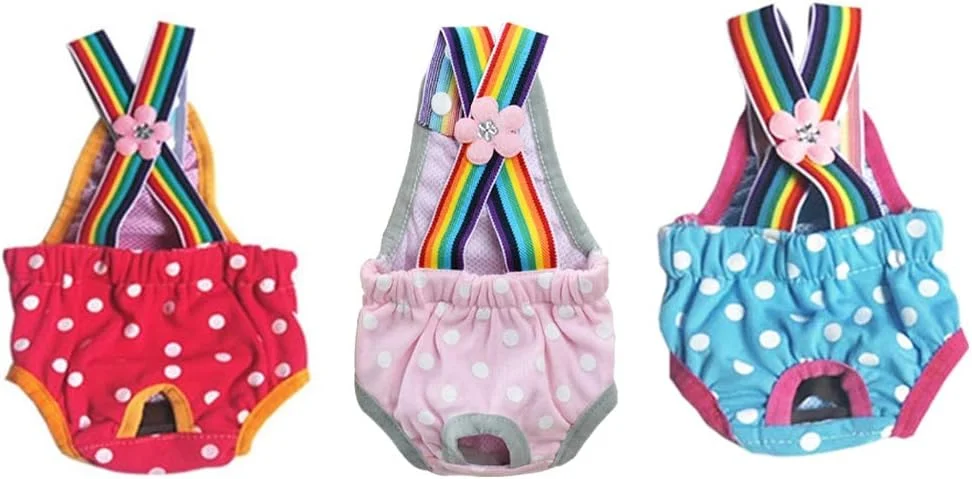 لوازم سگ، پوشک سگ، شورت بهداشتی سگ ماده، شلوار فصلی بهداشتی، پارچه دوره قاعدگی قابل شستشو، زیر شلواری تنفسی سایز M، 3 عدد