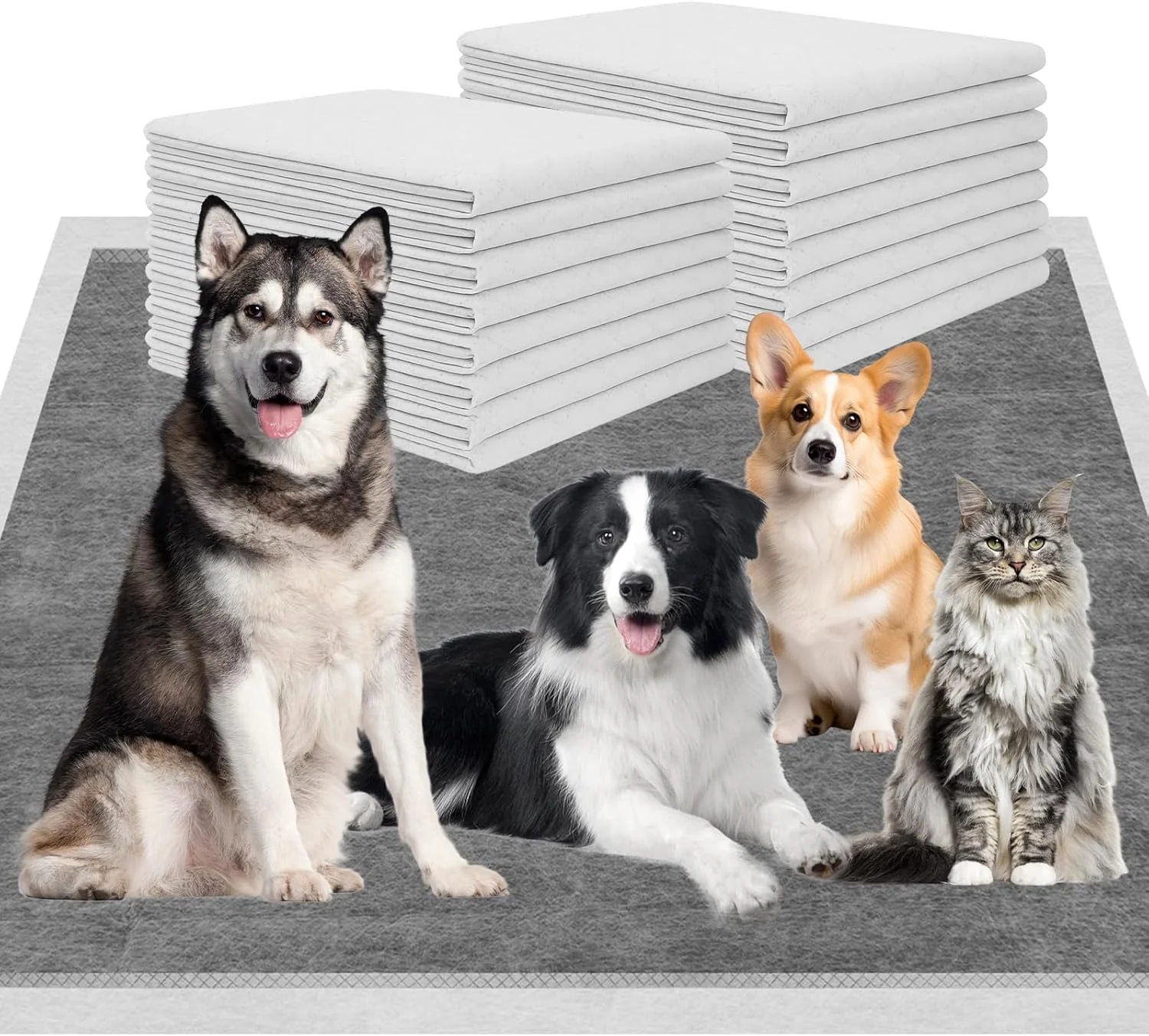 پدهای ذغالی مخصوص سگ، سایز بزرگ 91x130 سانتی‌متر، 40 عدد، پدهای کنترل بو، پدهای آموزشی 6 لایه، فوق‌العاده جاذب و خشک‌شونده سریع