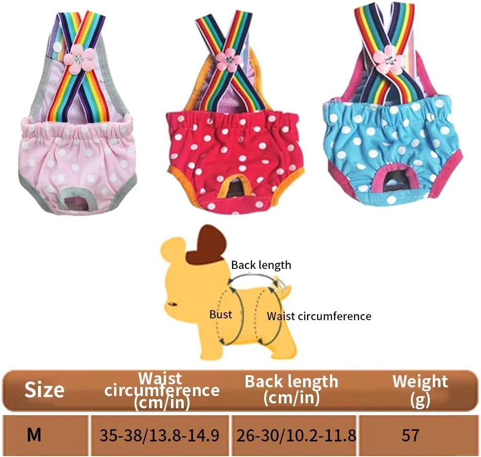 لوازم سگ، پوشک سگ، شورت بهداشتی سگ ماده، شلوار فصلی بهداشتی، پارچه دوره قاعدگی قابل شستشو، زیر شلواری تنفسی سایز M، 3 عدد