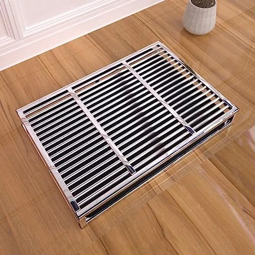 توالت حیوانات خانگی استیل ضد زنگ، سینی آموزش توالت سگ، آموزش دهنده توالت سگ با سینی کشویی، پنجه های حیوان خانگی شما را خشک نگه می دارد، از کف محافظت می کند، برای سگ های کوچک و بزرگ، حمام، توالت، بالکن