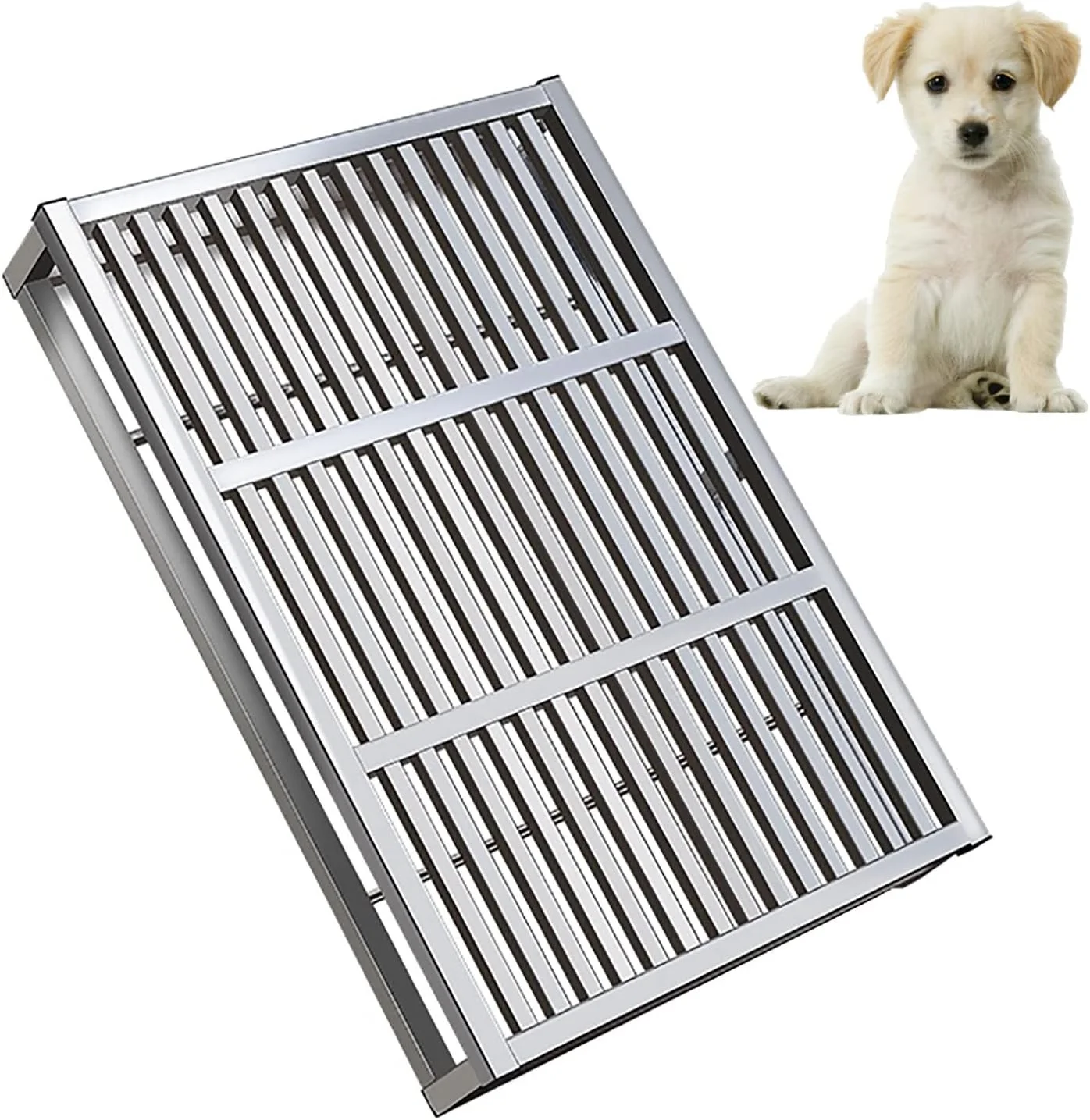 توالت سگ، توالت سگ استیل ضد زنگ، پد آموزش ادرار توله سگ در داخل خانه، تشک ضد لغزش ضد چکه با ظرفیت بزرگ، محافظت از کف، تمیز کردن آسان (اندازه: 73x50x10 سانتی متر)