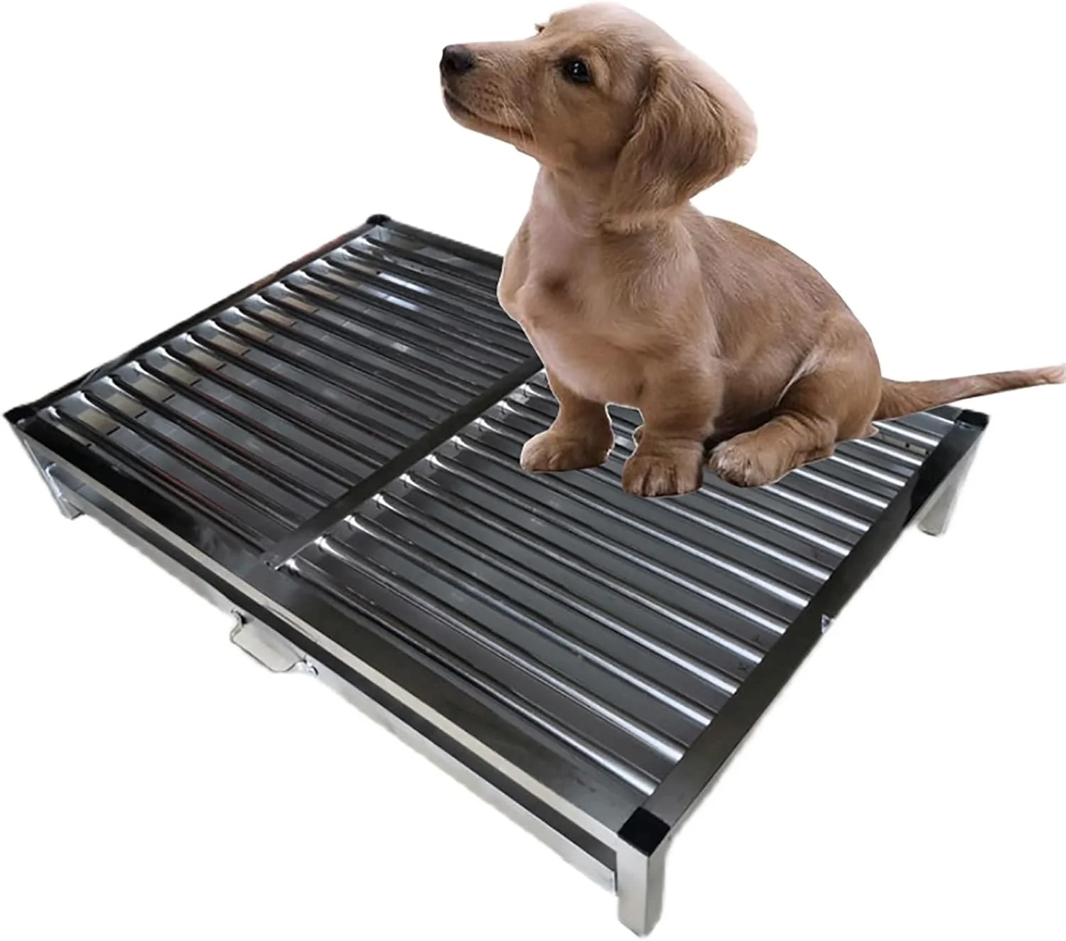 توالت سگ از جنس استیل ضد زنگ، پد آموزشی سگ، سینی استیل ضد زنگ 304، توالت حیوانات خانگی با ظرفیت زیاد و تشک ضد لغزش، خشک نگه داشتن پاها، محافظت از کف، تمیز و آسان