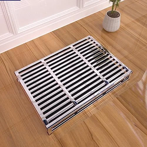 جعبه بستر سگ توالت حیوانات خانگی از جنس استنلس استیل، سینی آموزش توالت سگ، توالت سگ قابل حمل، برای سگ های کوچک و بزرگ حمام، بالکن، داخلی، خارجی، تمیز کردن آسان (سایز: 95 * 61 * 10)