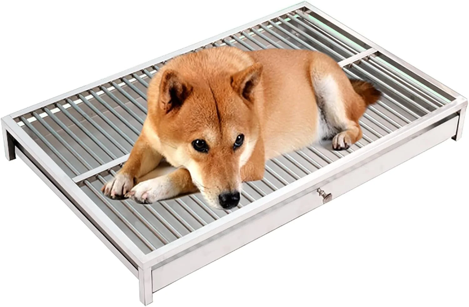 سینی توالت سگ، توالت توله سگ استیل ضد زنگ، تمیز کردن آسان توری آموزش حیوانات خانگی، پد آموزش سگ برش خارجی با پایه لاستیکی ضد لغزش (سایز: XXL(106 * 76 * 10cm))