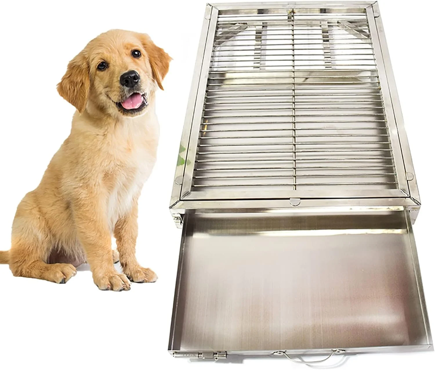 سینی توالت سگ، سینی آموزش حیوانات خانگی از جنس استیل ضد زنگ، پد آموزش سگ در فضای داخلی، تشک ضد لغزش ضد چکه با ظرفیت بزرگ، محافظت از کف، تمیز کردن آسان (سایز: 62x42x8 سانتی متر)
