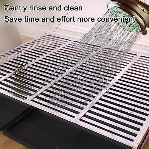 جعبه بستر سگ توالت حیوانات خانگی از جنس استنلس استیل، سینی آموزش توالت سگ، توالت سگ قابل حمل، برای سگ های کوچک و بزرگ حمام، بالکن، داخلی، خارجی، تمیز کردن آسان (سایز: 95 * 61 * 10)