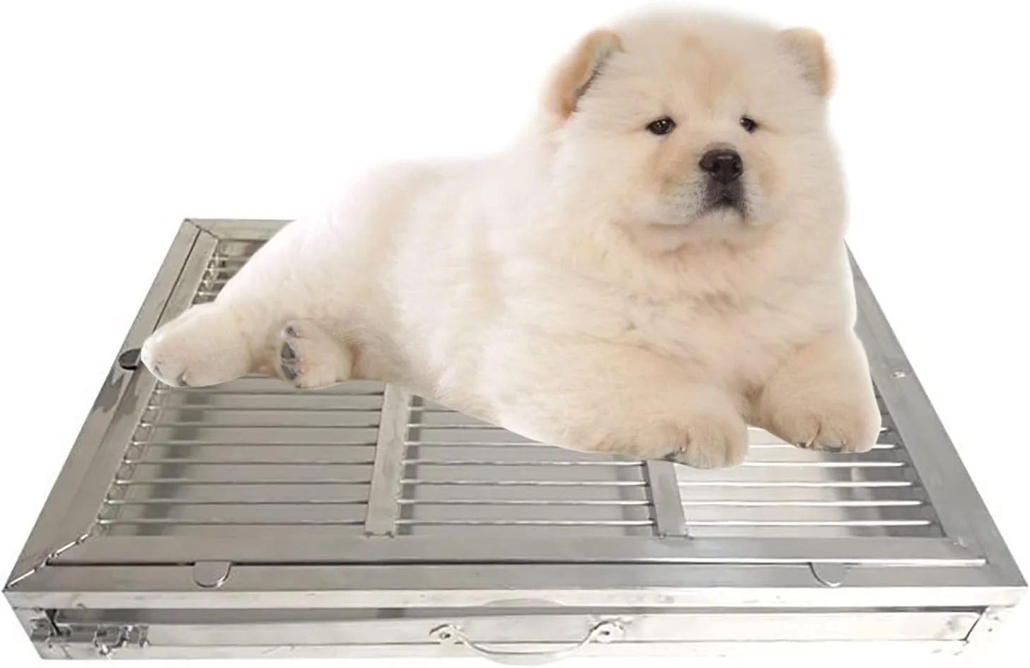 توالت سگ از جنس استیل ضد زنگ، توالت سگ بزرگ کشویی، توری آموزش حیوانات خانگی با تمیز کردن آسان، محافظت از کف با پایه لاستیکی ضد لغزش، تمیز کردن آسان (اندازه: 48x33x7.5cm)