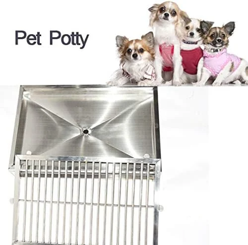 توالت سگ استیل ضد زنگ با سینی زباله قابل جابجایی - لگن آموزش ادرار بادوام برای تمیز کردن آسان و محافظت از کف