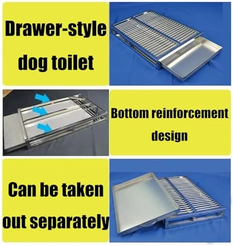 توالت سگ استیل ضد زنگ، سینی آموزش حیوانات خانگی داخل و خارج از منزل بالکن برای سگ های کوچک و متوسط، توالت سگ با سینی با قابلیت تمیز کردن آسان، جعبه بستر توالت حیوانات خانگی استیل ضد زنگ، 35 * 50 * 7.5 سانتی متر