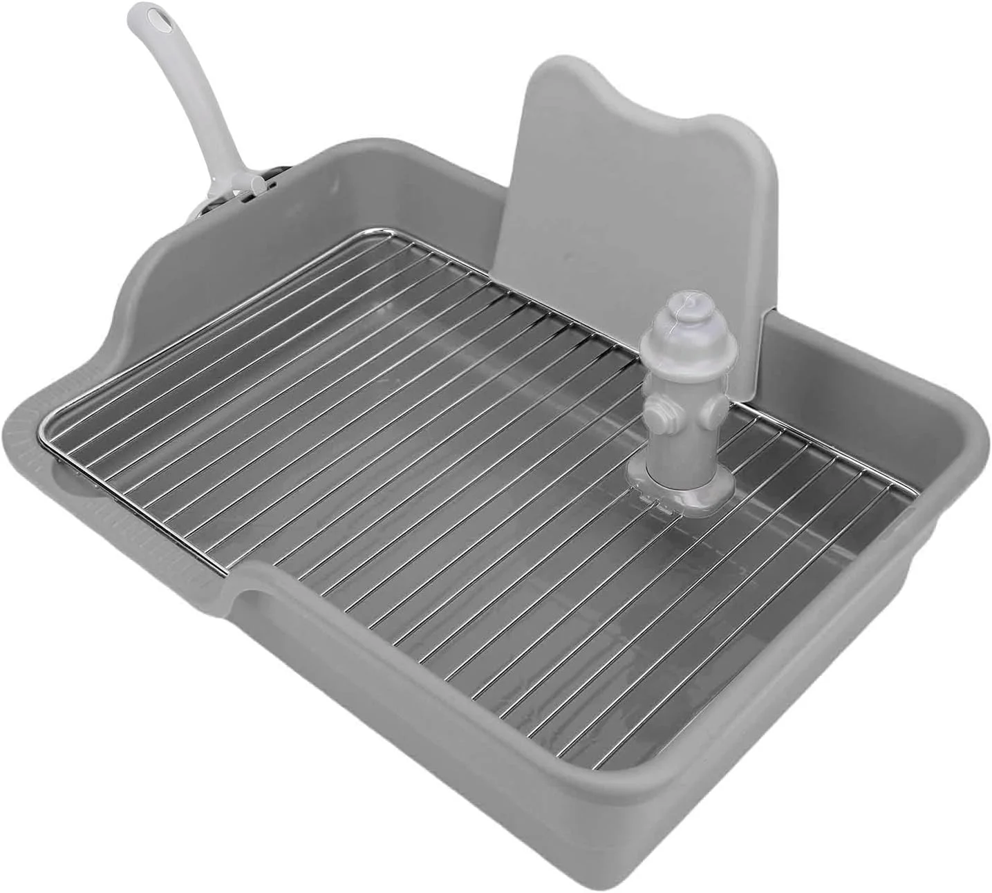 توالت سگ توری استیل ضد زنگ، سینی آموزش ادرار آسان برای تمیز کردن برای خانه با ساختار پایدار (خاکستری)