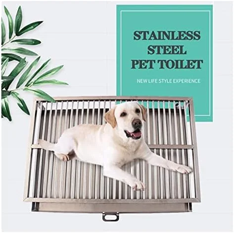 توالت سگ استیل ضد زنگ، جعبه بستر حیوانات خانگی استیل ضد زنگ - سینی آموزش داخلی و خارجی برای سگ ها، آموزش توالت توله سگ با محافظت از کف، ایده آل برای آموزش در خانه و استفاده در حمام