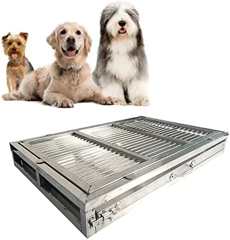 آموزش توالت سگ از جنس استیل ضد زنگ با سینی قفل‌دار - ظرفیت بزرگ داخلی/خارجی، آموزش آسان، محافظت از کف (94x62x7.5cm, 304 SUS)