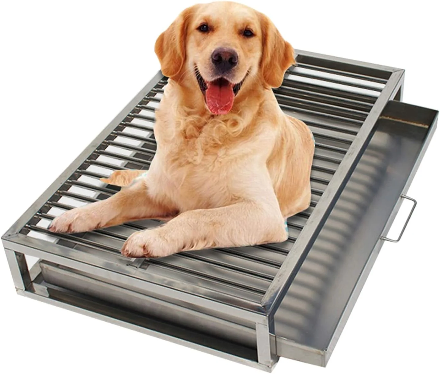 نگهدارنده پد ادرار سگ از جنس استیل ضد زنگ برای سگ های کوچک، متوسط و بزرگ - آموزش توالت سگ به سبک ژاپنی با سینی زباله قابل جابجایی (سایز: بزرگ)