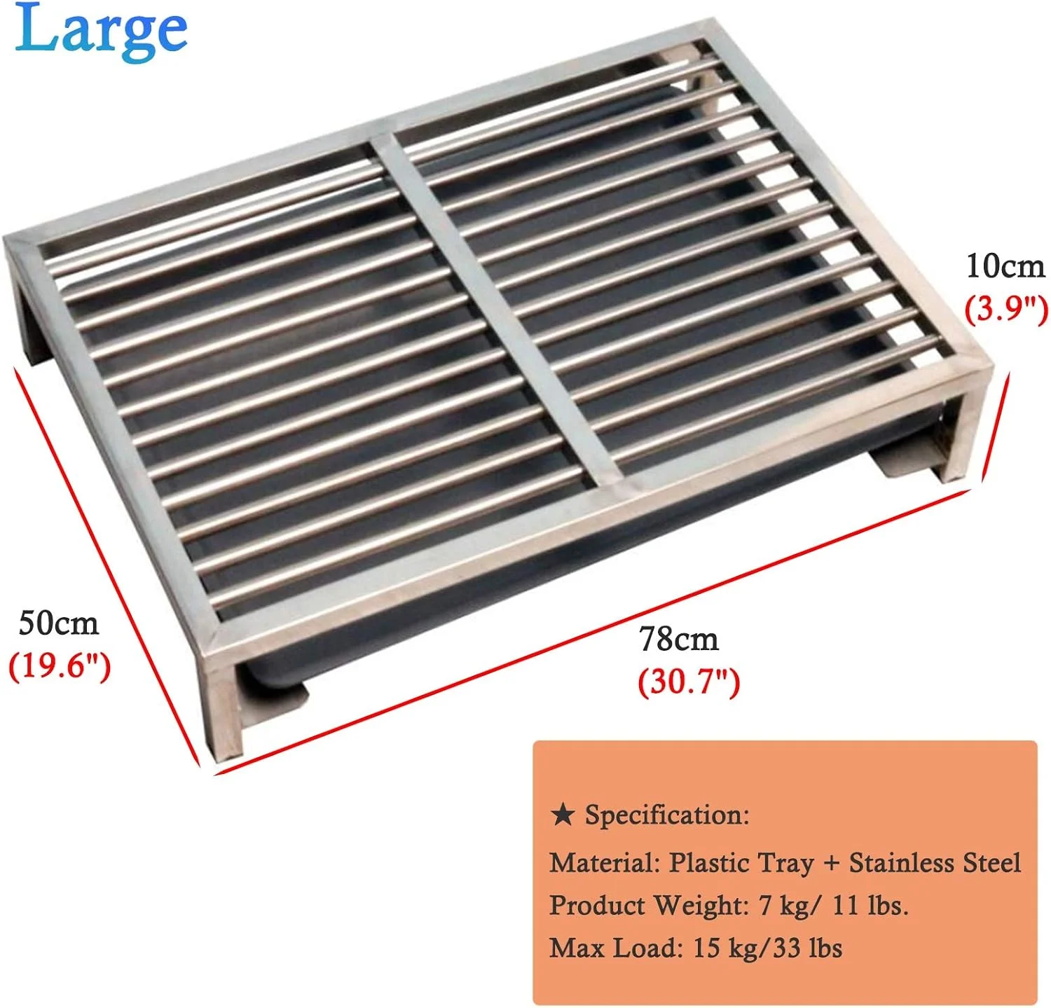 سینی آموزش ادرار سگ از جنس استیل ضد زنگ - جعبه بستر حیوانات خانگی کوچک، متوسط ​​و بزرگ - نگهدارنده پد ادرار توله سگ برای قفس سگ، پاسیو و حمام (رنگ: سینی پلاستیکی، سایز: بزرگ)