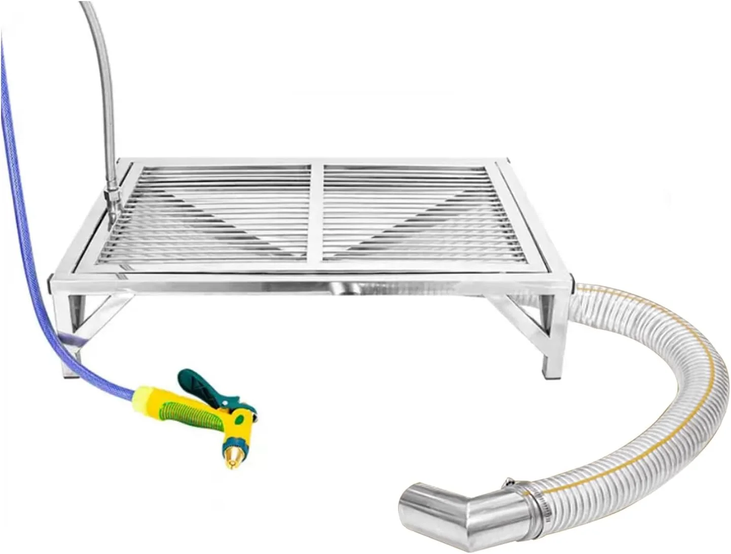 توالت حیوانات خانگی استیل ضد زنگ، سینی نگهدارنده ادرار سگ های داخل و خارج از منزل، جعبه بستر سگ برای ایوان حمام آپارتمان بالکن (94X60 سانتی متر / 37X23.6 اینچ)
