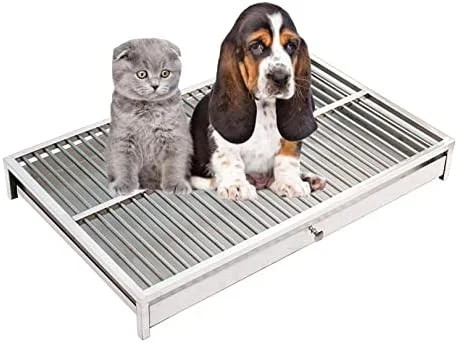 توالت سگ از جنس استیل ضد زنگ، سینی آموزش توالت حیوانات خانگی از جنس استیل ضد زنگ - نگهدارنده پد توالت سگ در فضای داخلی و خارجی برای آموزش در خانه، محافظت از کف با تمیز کردن آسان