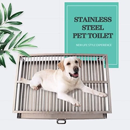 توالت سگ از جنس استیل ضد زنگ، سینی آموزش توالت حیوانات خانگی از جنس استیل ضد زنگ - نگهدارنده پد توالت سگ در فضای داخلی و خارجی برای آموزش در خانه، محافظت از کف با تمیز کردن آسان