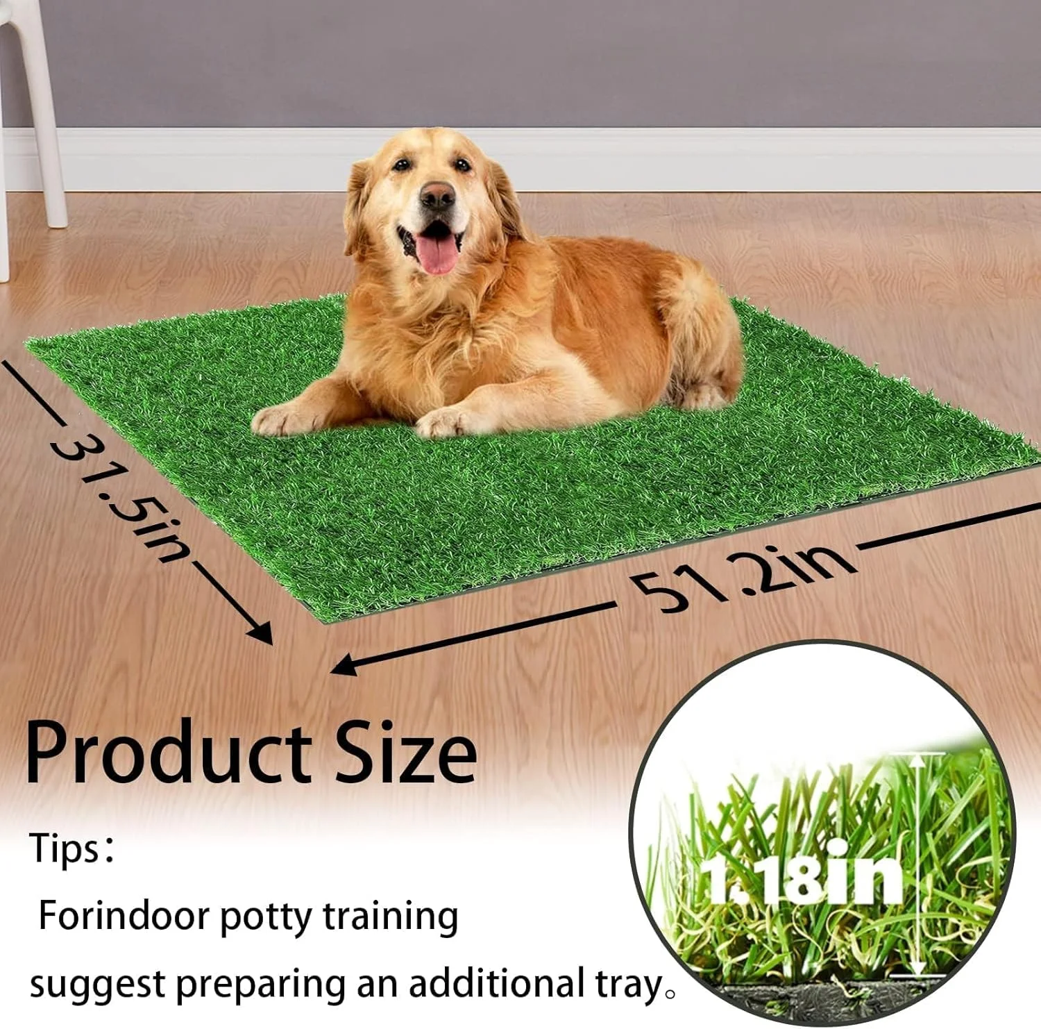 چمن مصنوعی SSRIVER برای سگ ها، سینی ادرار، پد چمن مصنوعی برای آموزش حرفه ای توالت توله سگ، پد چمن سگ جایگزین برای داخل و خارج از منزل (130x81 سانتی متر (بسته 1 عددی))