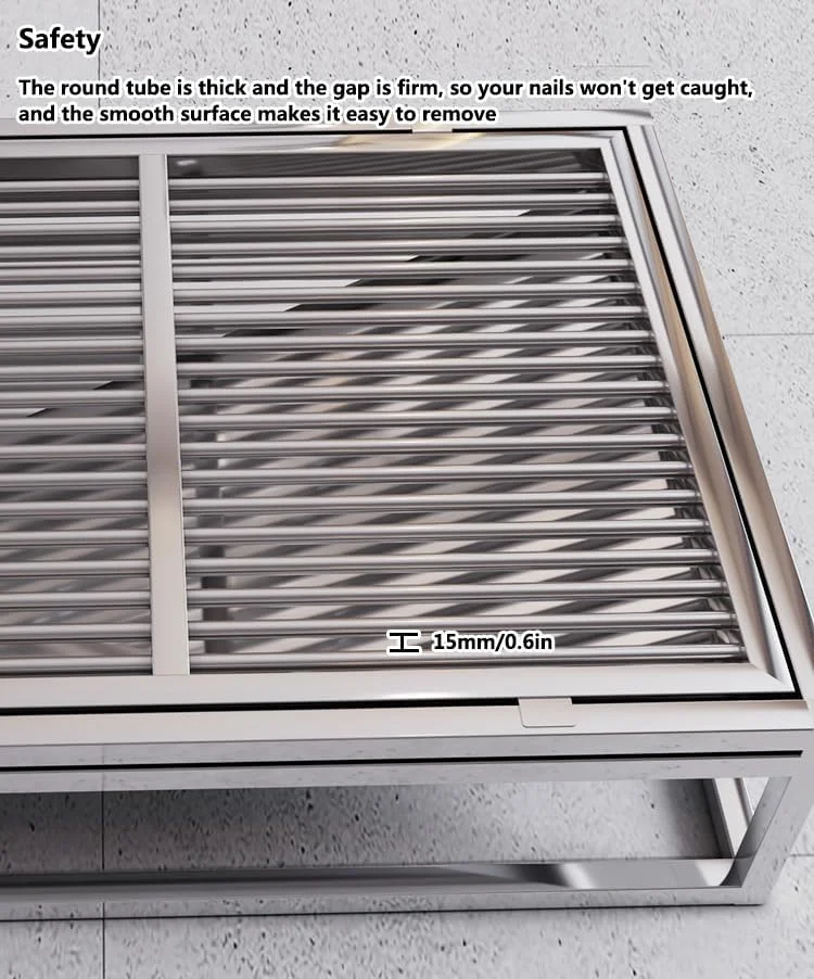 توالت حیوانات خانگی استیل ضد زنگ، توالت سگ با فلاشینگ اتوماتیک، جعبه بستر سگ، توالت سگ با اتصال مستقیم به فاضلاب (80X50 سانتی متر / 31.4X19.6 اینچ)