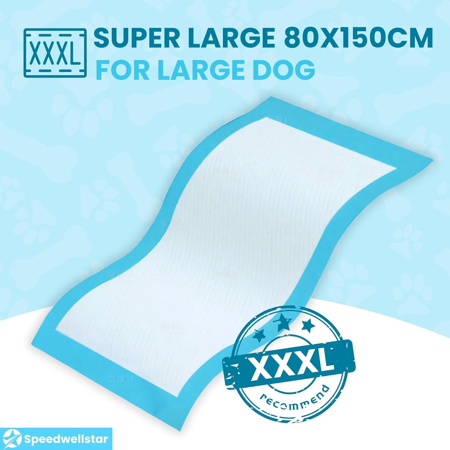 پدهای ادرار فوق العاده بزرگ سگ Speedwellstar 20 عددی - پدهای آموزش توالت سگ 150x80 سانتی متر، پدهای بسیار جاذب بی اختیاری ادرار حیوانات خانگی، ظرفیت 2300 میلی لیتر، بسته 20 عددی -