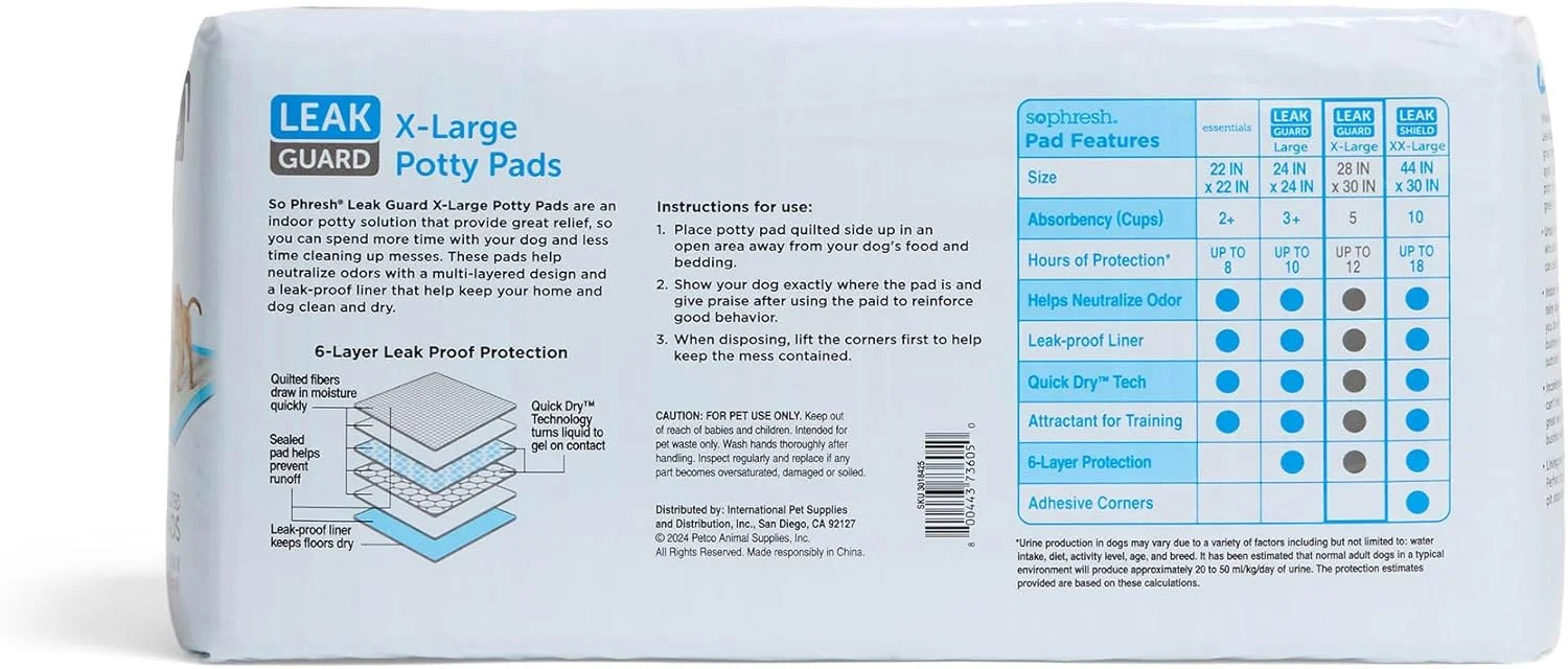 پدهای جاذب رطوبت بسیار بزرگ سو فرش با محافظ ضد نشت، بسته 50 عددی