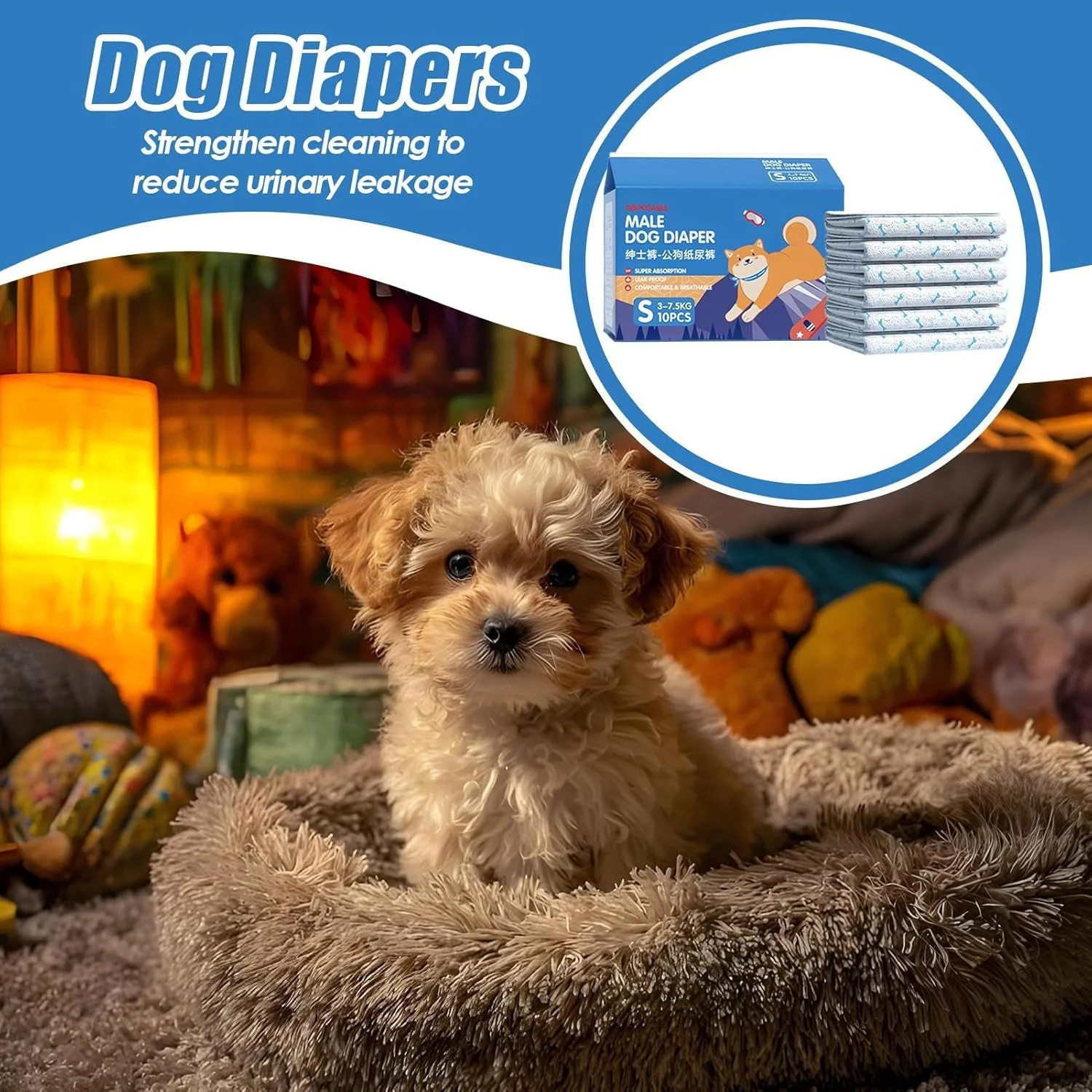 پوشک سگ کوچک - پدهای دوران قاعدگی سگ، پوشش تنفسی الاستیک ضد نشت حیوانات خانگی برای آموزش، بهبودی، مسافرت، داخل و خارج از منزل