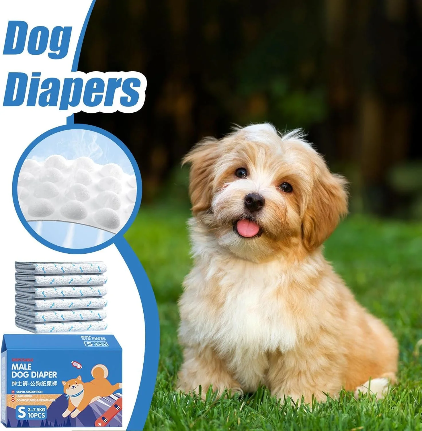 پوشک سگ کوچک - پدهای دوران قاعدگی سگ، پوشش تنفسی الاستیک ضد نشت حیوانات خانگی برای آموزش، بهبودی، مسافرت، داخل و خارج از منزل