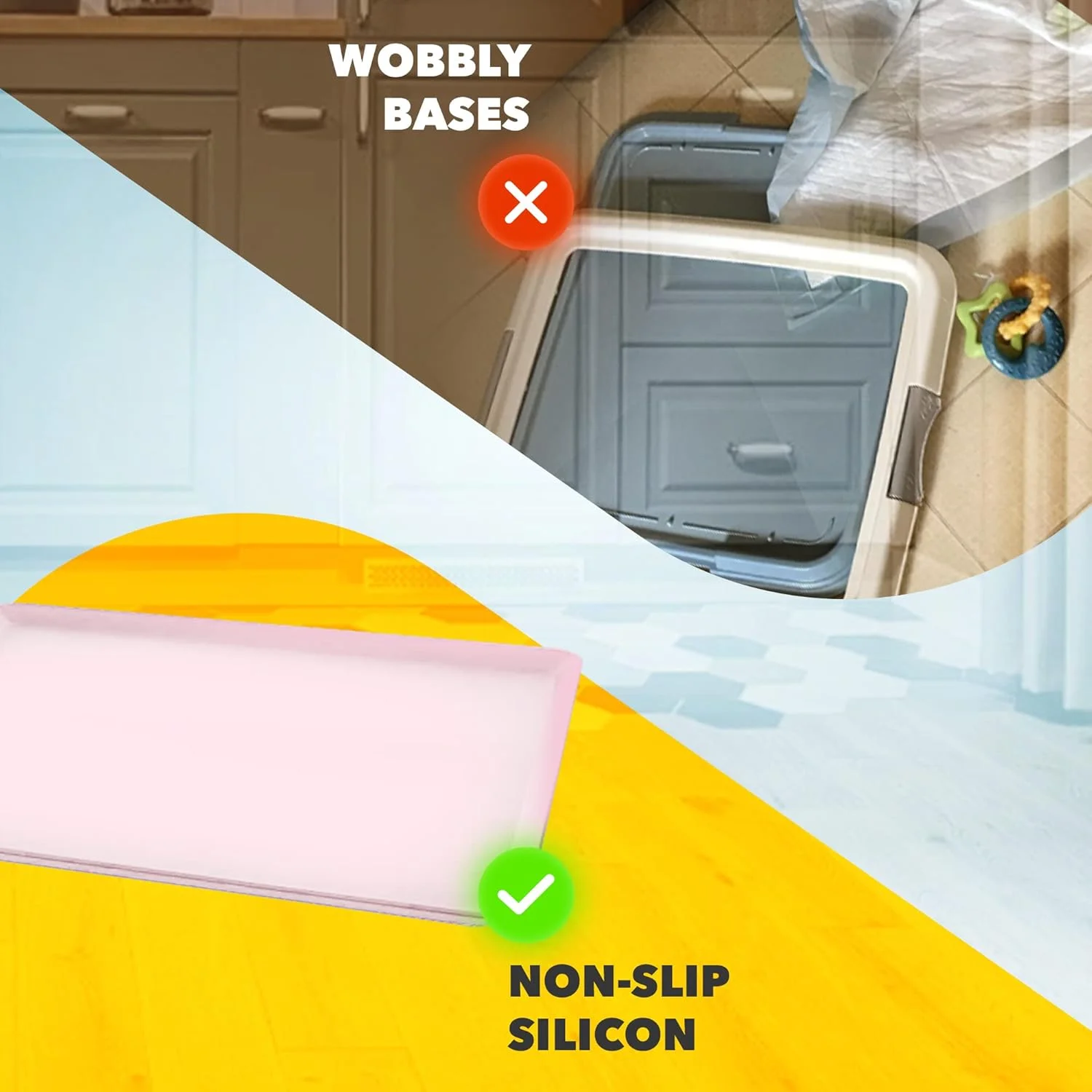 سینی نگهدارنده پد ادرار سگ Skywin TidyFriend، 60x60 سانتی متر، سینی سیلیکونی دستشویی سگ، تمیز کردن آسان، بدون ریزش، مناسب برای آموزش دستشویی سگ (رنگ رز)