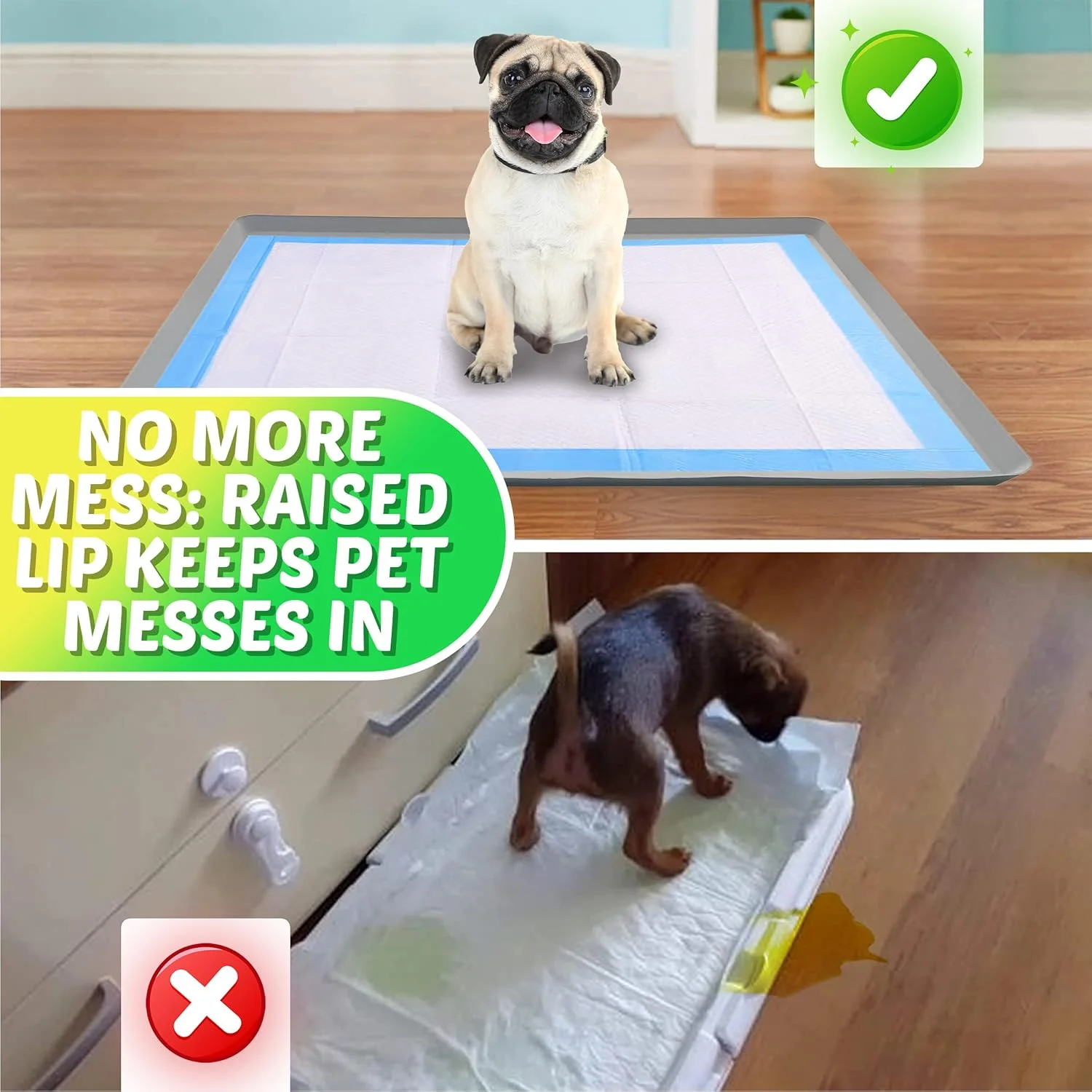 نگهدارنده پد مخصوص سگ اسکایوین برای پدهای آموزشی 71x76 سانتی متر (خاکستری روشن) - تمیز کردن و نگهداری آسان، ایده آل برای سینی دستشویی سگ - نگهدارنده پد سیلیکونی، بدون ریزش برای سگ ها