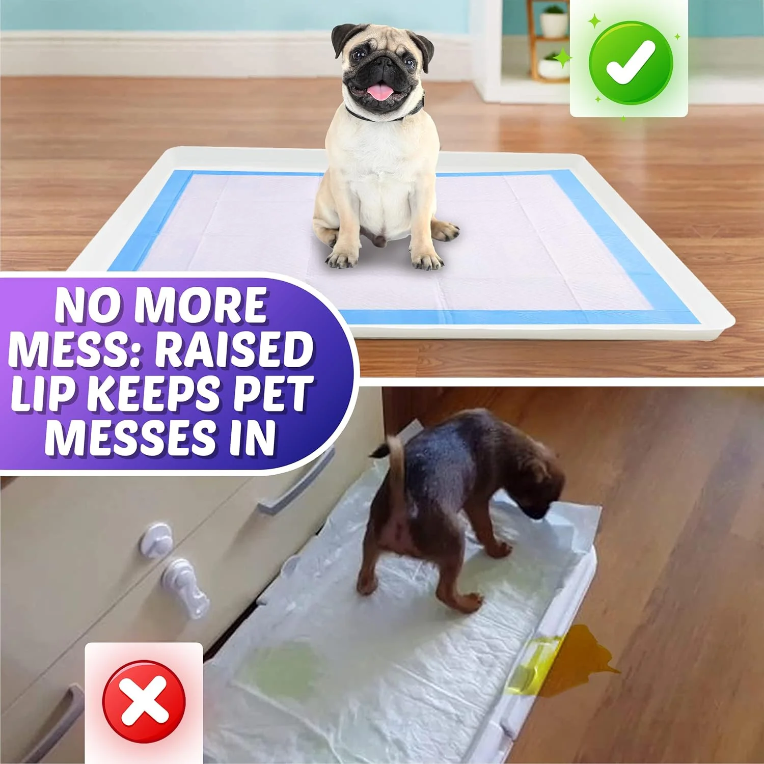 سینی نگهدارنده پد مخصوص سگ Skywin برای پدهای آموزشی 70x112 سانتی متر (سفید) - تمیز کردن و نگهداری آسان، ایده آل برای سینی دستشویی سگ - نگهدارنده پد سیلیکونی، بدون ریزش برای سگ ها