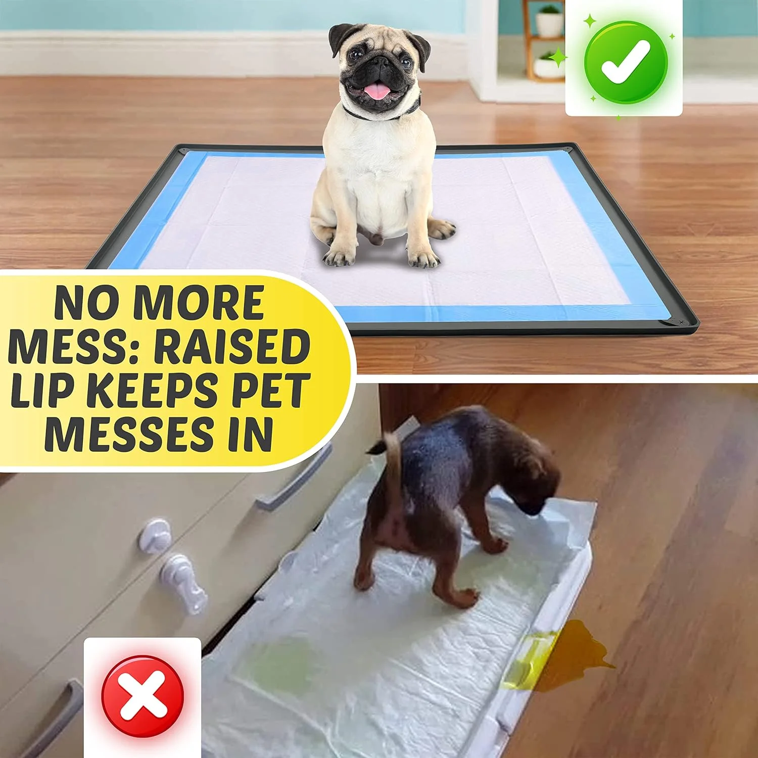 نگهدارنده پد ادرار سگ اسکایوین برای پدهای آموزشی 76 در 91 سانتی متر (خاکستری) - تمیز کردن و نگهداری آسان - نگهدارنده سیلیکونی پد ادرار توله سگ، بدون ریزش