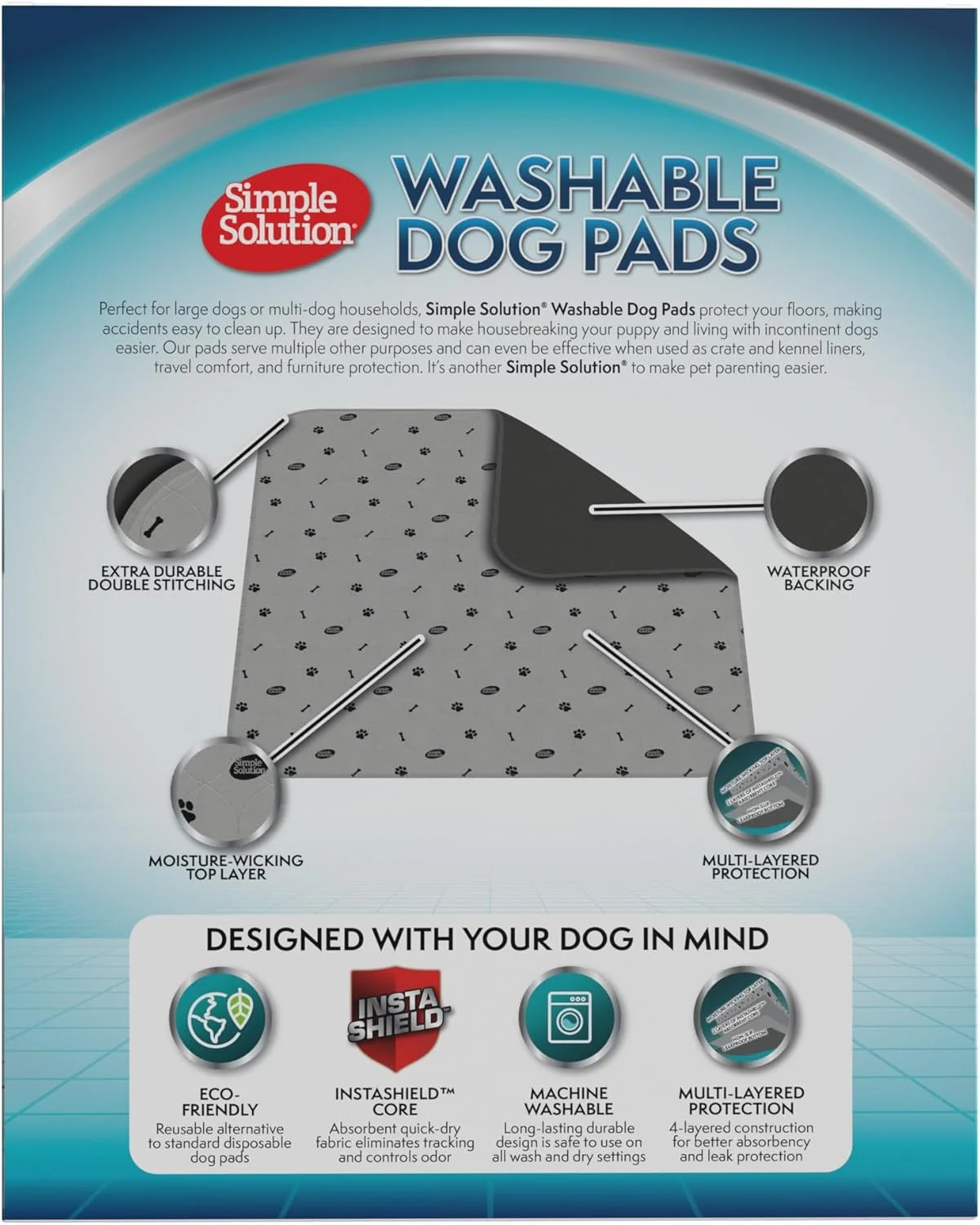 پد قابل شستشوی بزرگ سگ | پد ادرار سگ قابل استفاده مجدد | جاذب و کنترل کننده بو | 86x91 سانتی متر، 2 عدد
