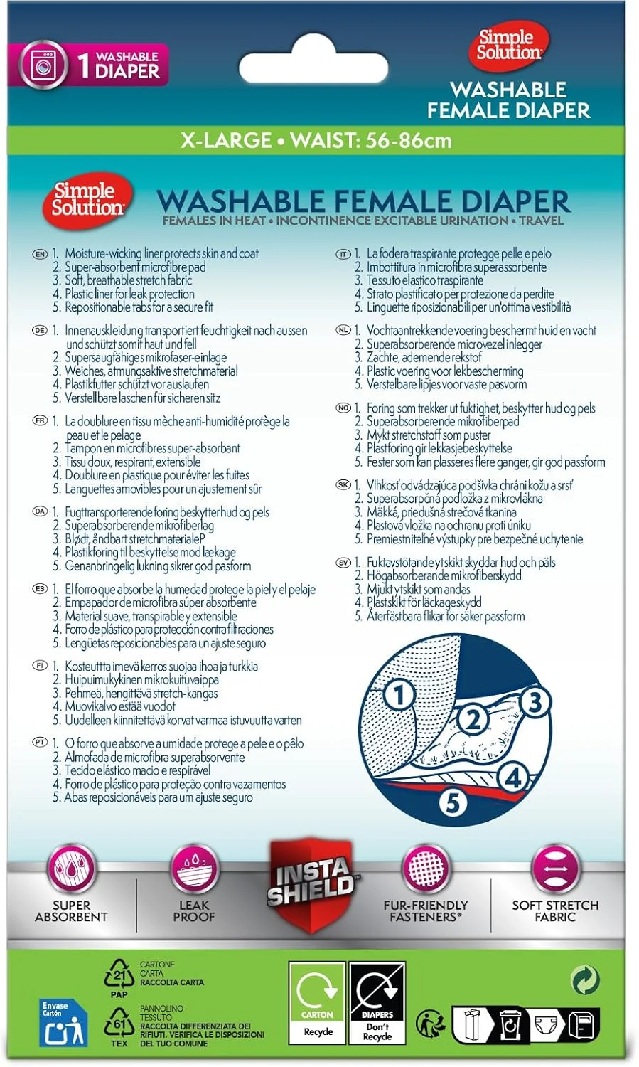 پوشک سگ قابل شستشو سایز ایکس لارج