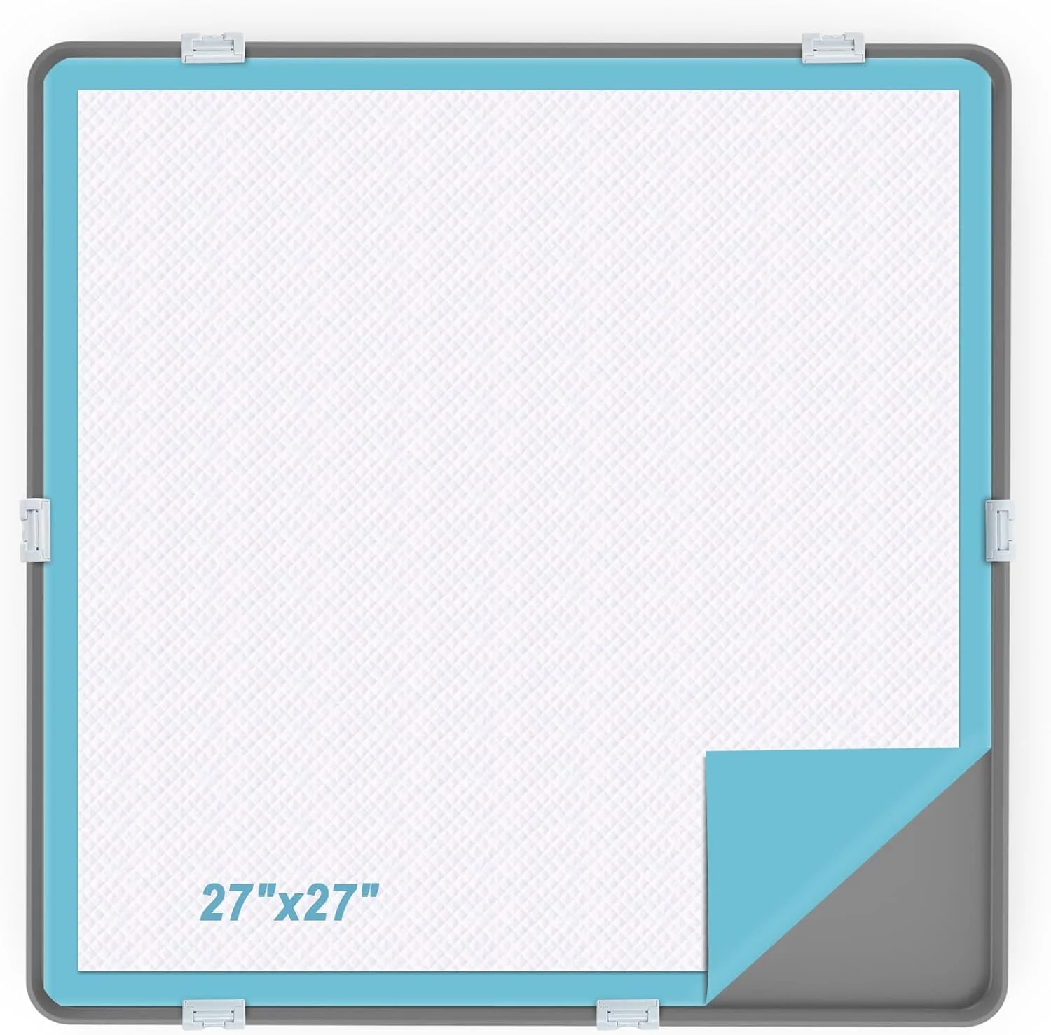 نگهدارنده پد ادرار سگ، نگهدارنده پد سگ و توله سگ سیلیکونی، 68.5 * 68.5 سانتی متر بدون لبه برجسته ضد ریزش، نگهدارنده تشک بزرگ قابل حمل و ضد نشت برای پدهای آموزش حیوانات خانگی، سینی های مربعی توالت با 6 گیره رایگان