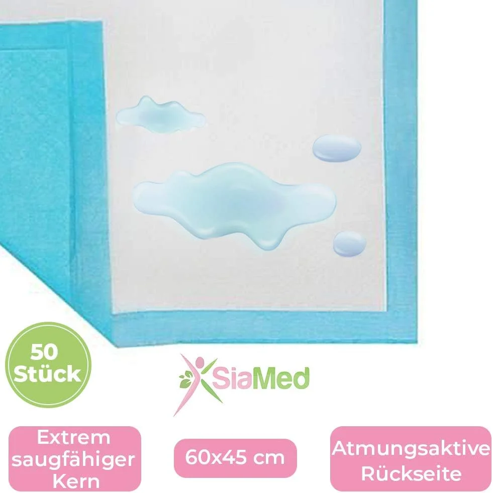 پدهای بهداشتی سگ SiaMed، 60 x 45 سانتی متر، (50 عدد)، زیراندازهای بهداشتی یکبار مصرف برای حیوانات خانگی، پدهای آموزشی، جاذب، ضد نشت